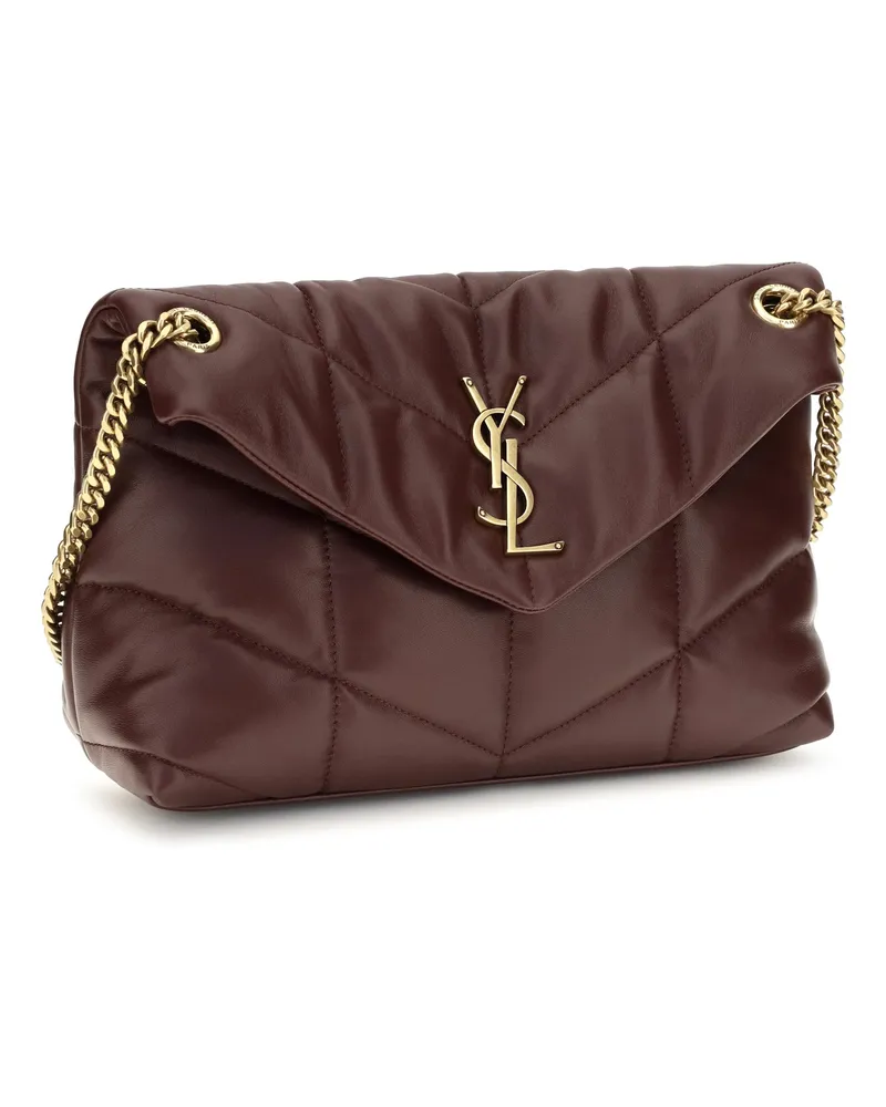 Saint Laurent Women's Shoulder Bag Puffer Toy Lambskin Light Hot Wine Brown