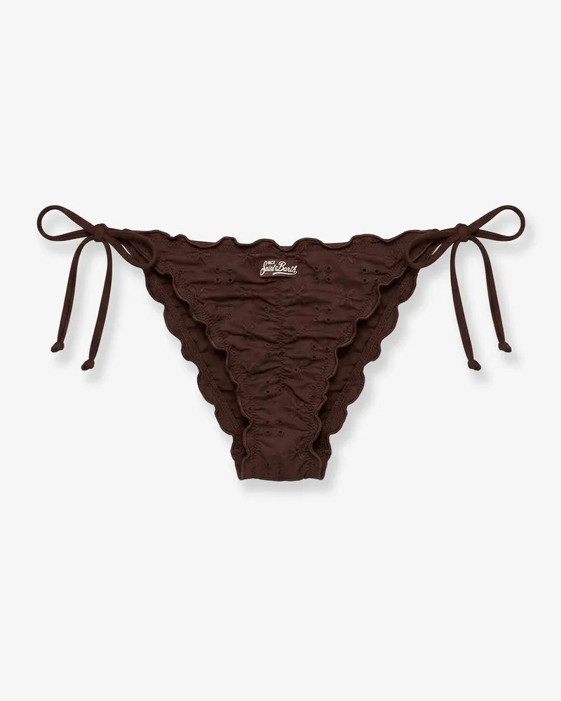 MC2 Saint Barth Women's Swim Briefs Miami Brown Embroidered Polyamide Swimwear Sea Clothing Brown