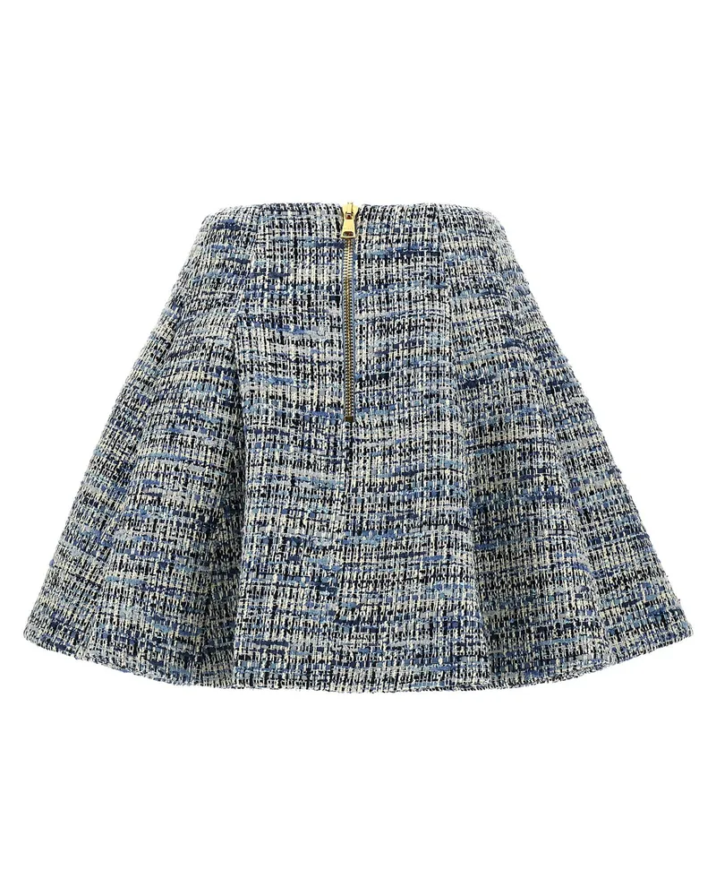 Balmain Tweed Pleated Skirt — Navy Navy