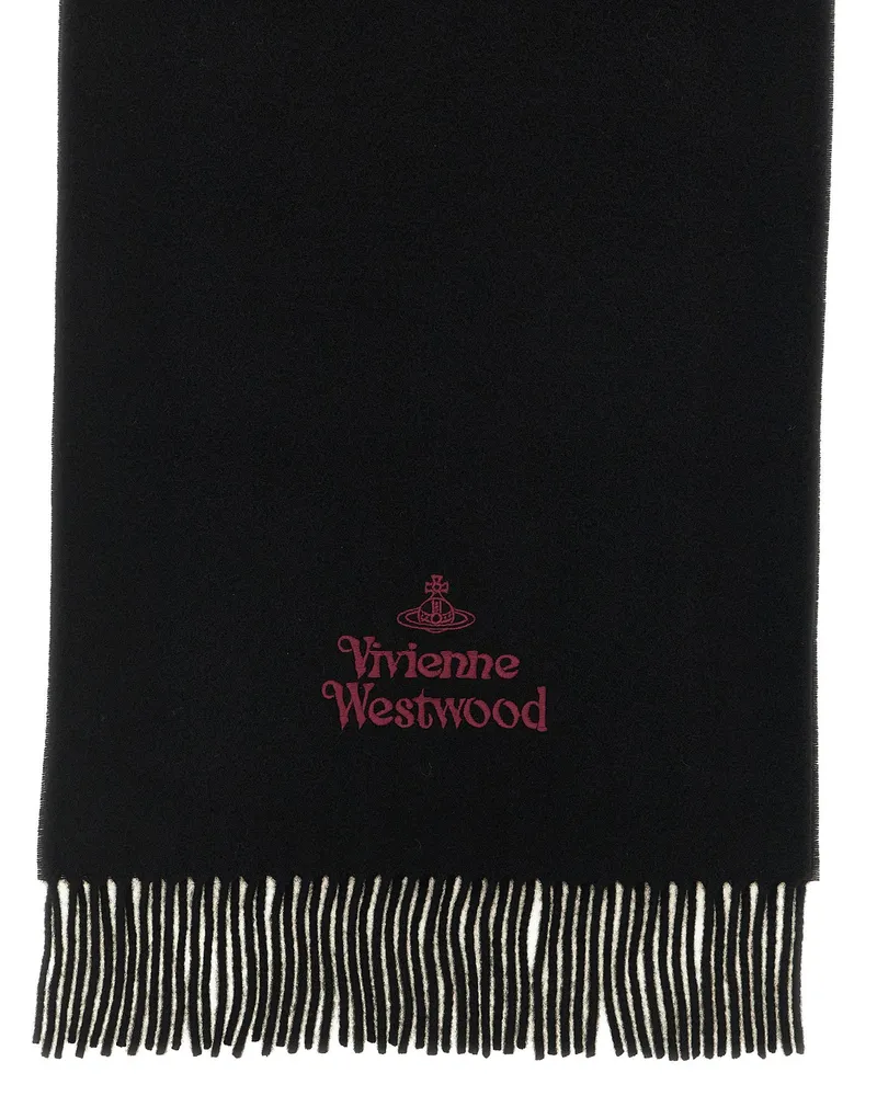 Vivienne Westwood Logo-Embroidered Wool Scarf — Black Black