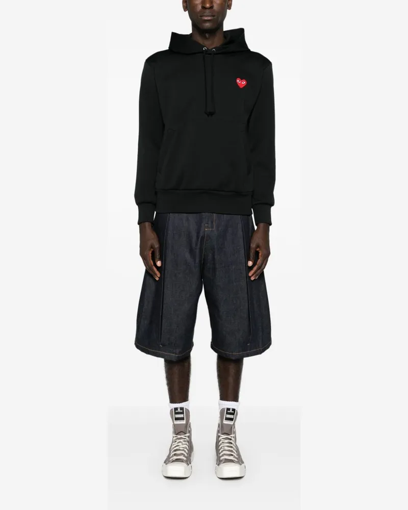 Comme des Garçons Logo-Embroidered Cotton Hoodie — Black Black