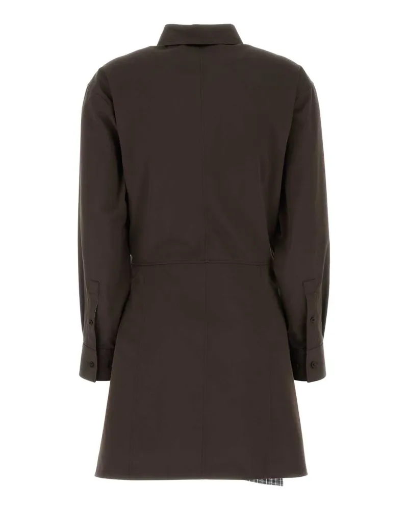 Loewe Cotton-Silk Shirt Dress — Brown Brown