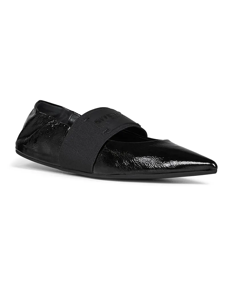 Givenchy Women's Ballet Flats Crush Naplack Leather Black Calf Ballerina Shoes Black