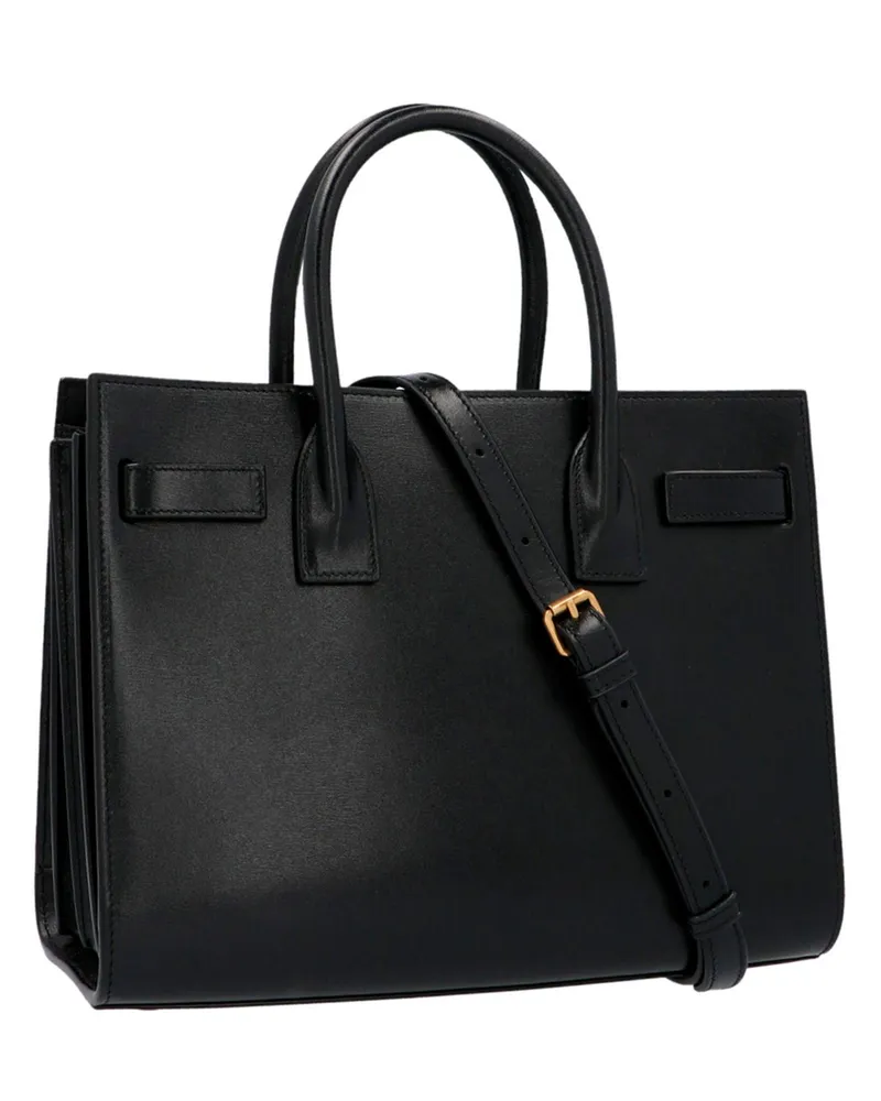 Saint Laurent Sac de Jour Baby Leather Top Handle Bag — Black Black