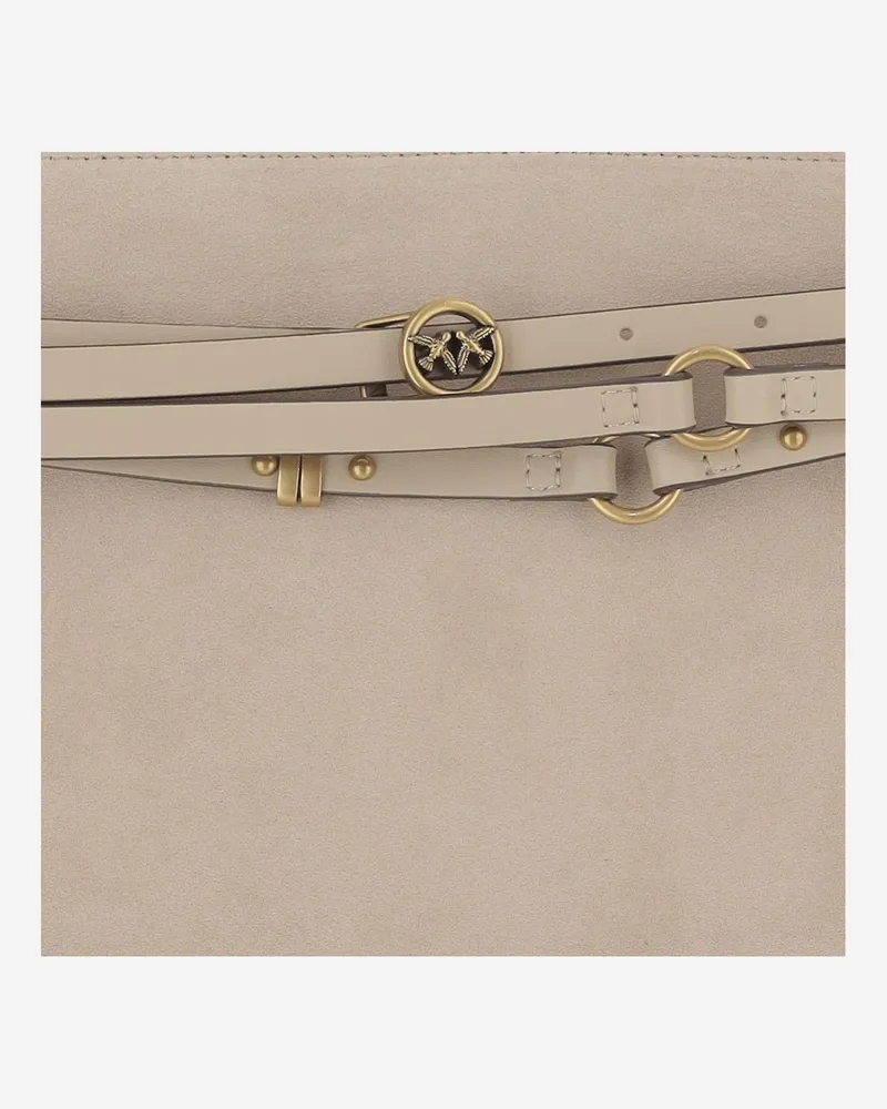 Pinko Women's Shoulder Bag Mini Belt Beige Leather Beige