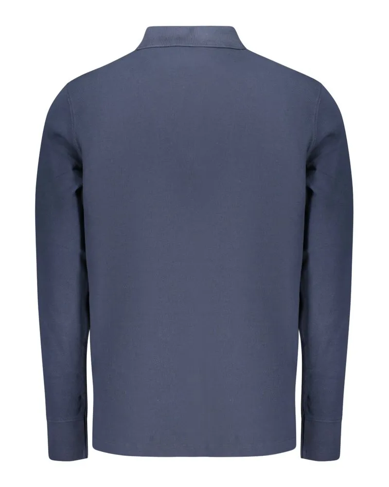 Timberland Long-Sleeved Cotton Polo Shirt — Blue Blue
