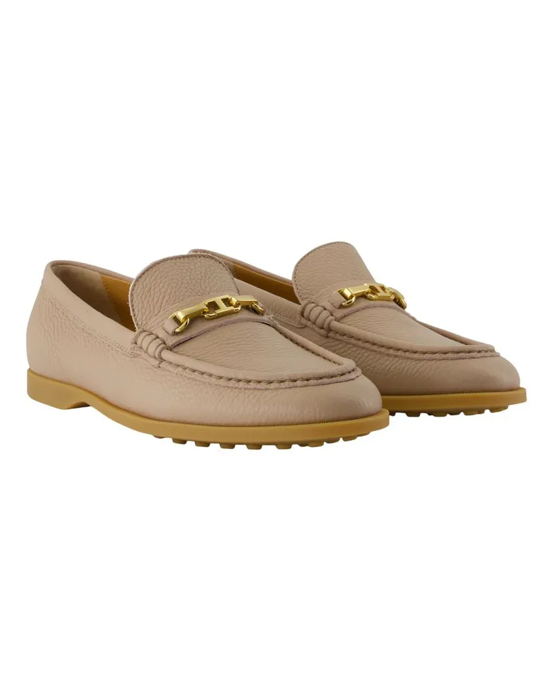 TOD'S Women's Loafers - Tods Leather Beige Calfskin Shoes Flat-Shoes Beige
