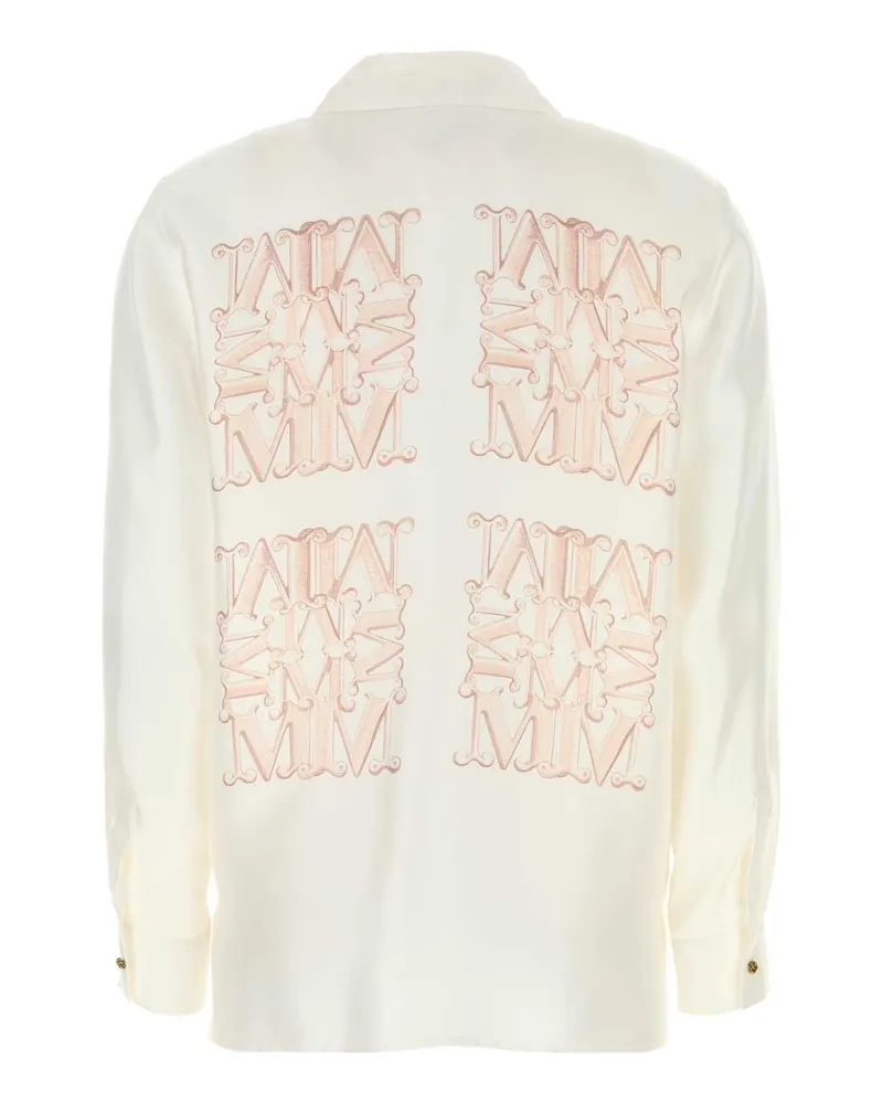 Max Mara Women's White Silk Filtro Blouse B.co Seta-Blush Exterior: Camicie Seta/blush Shirt White