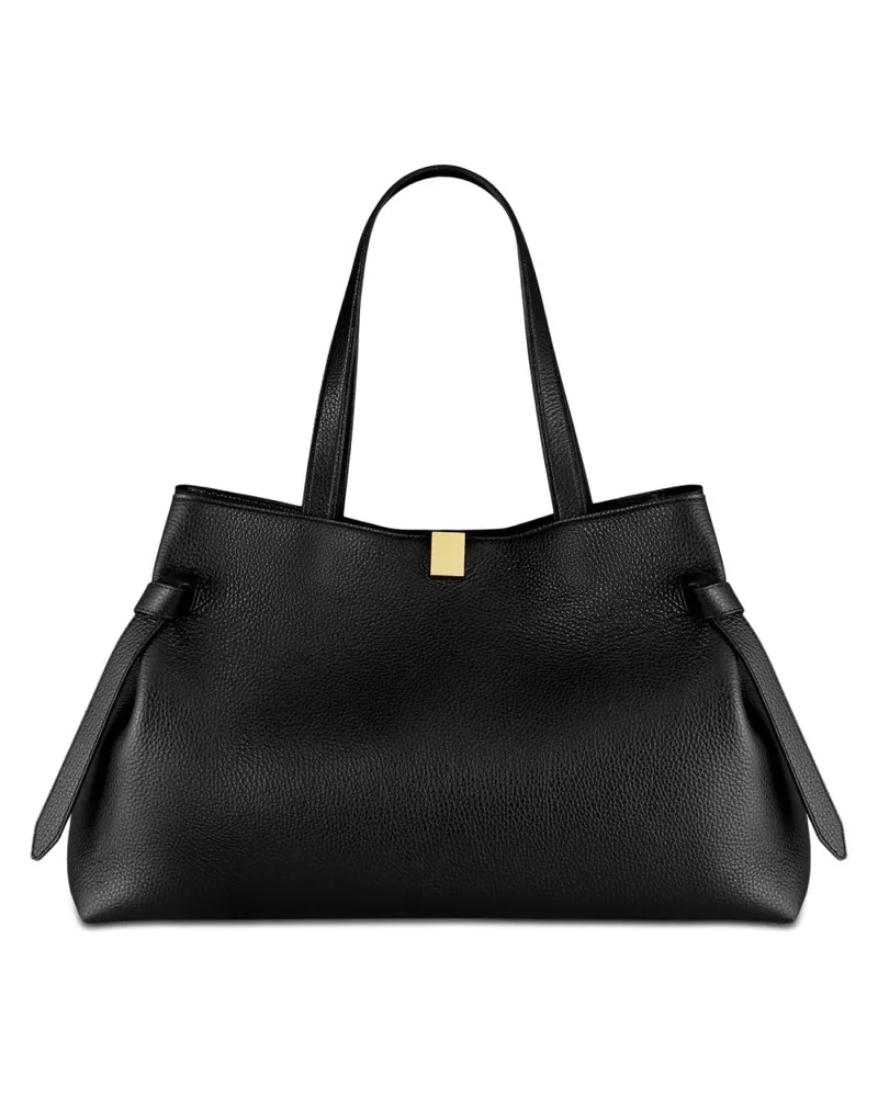 YUZEFI Women's Gyoza Tote Bag Black Bovine Leather Handbags Hand Black