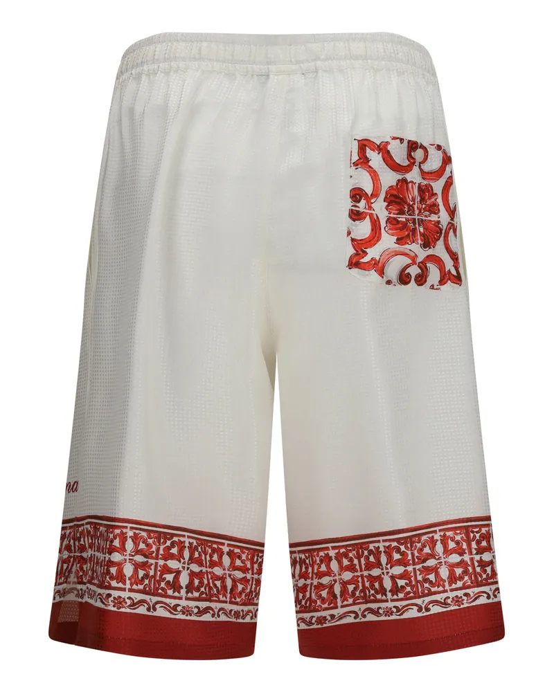 Dolce & Gabbana Maiolica Print Silk Bermuda Shorts — Multicolor Multicolor
