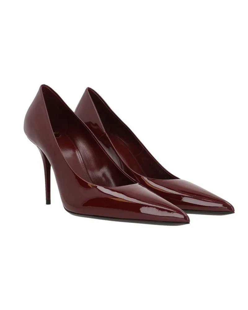 Saint Laurent Women's Multicolor Calfskin Platform Pumps Burgundy