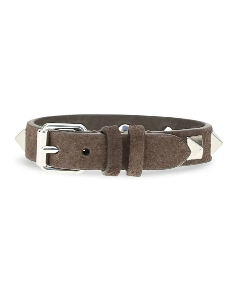 Valentino Garavani Men's Bracelet Rockstud Leather Dark Brown Calf Bracelets Brown