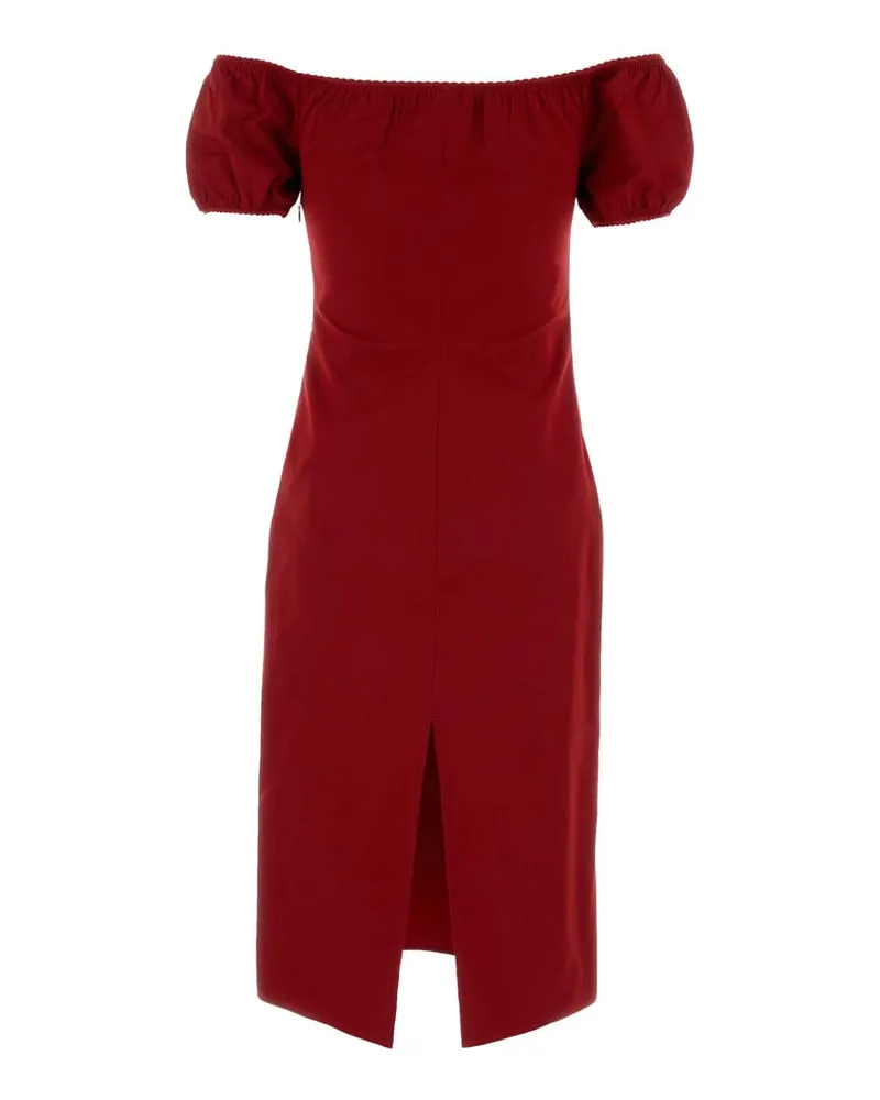 Miu Miu Women's Red Poplin Dress Rosso Exterior: Cotton Abiti Red