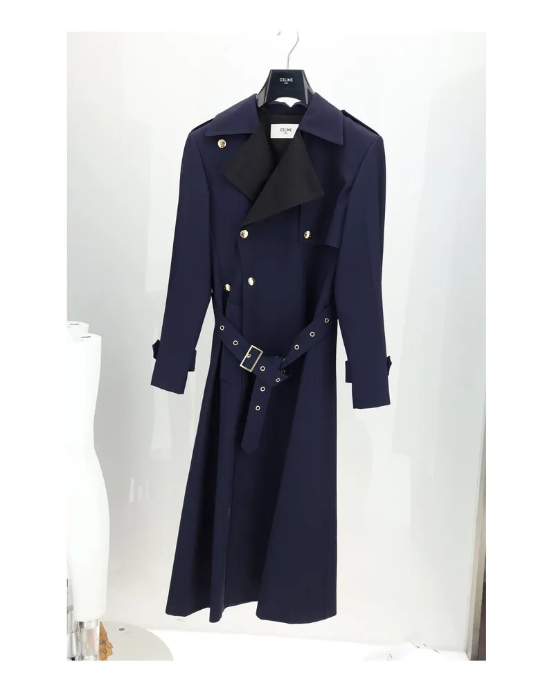 Celine Women's Trench Coat Tux Ink & Raincoats Navy