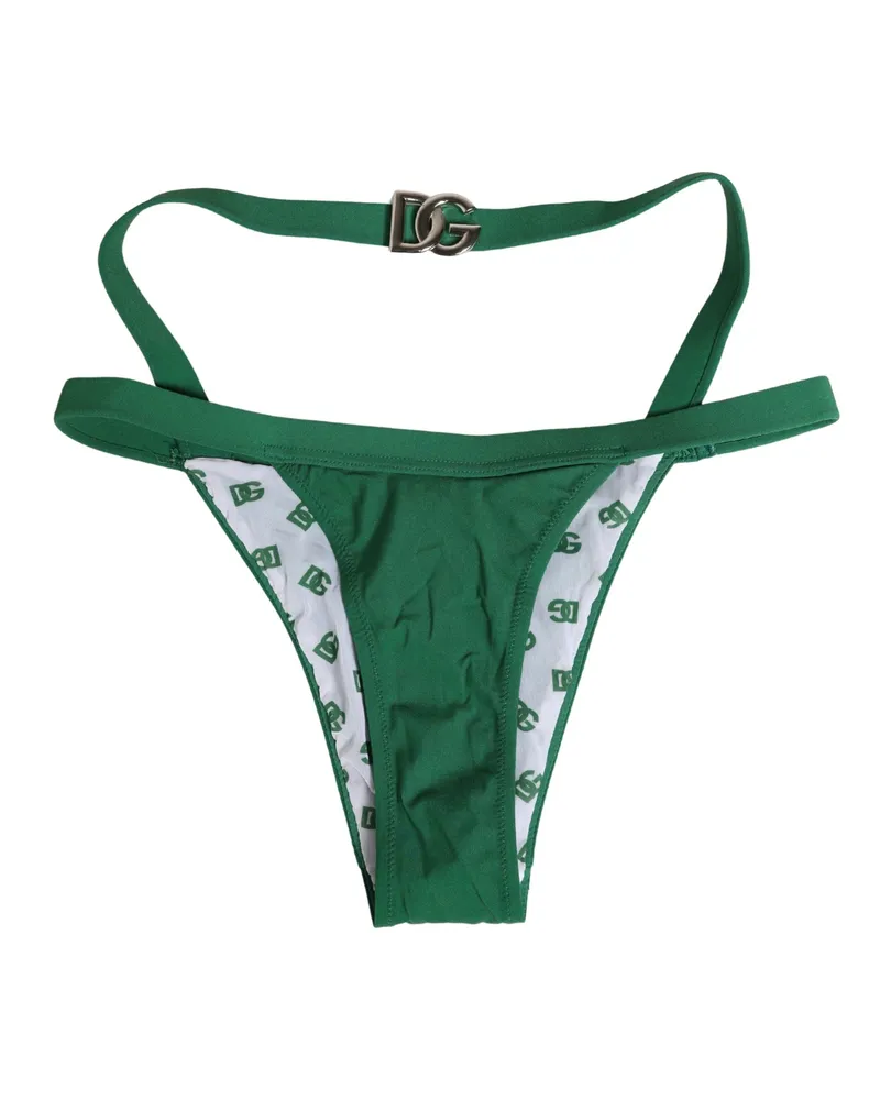 Dolce & Gabbana Women Green Logo Plaque Nylon Brief Panty Underwear Elastane Clothing Green