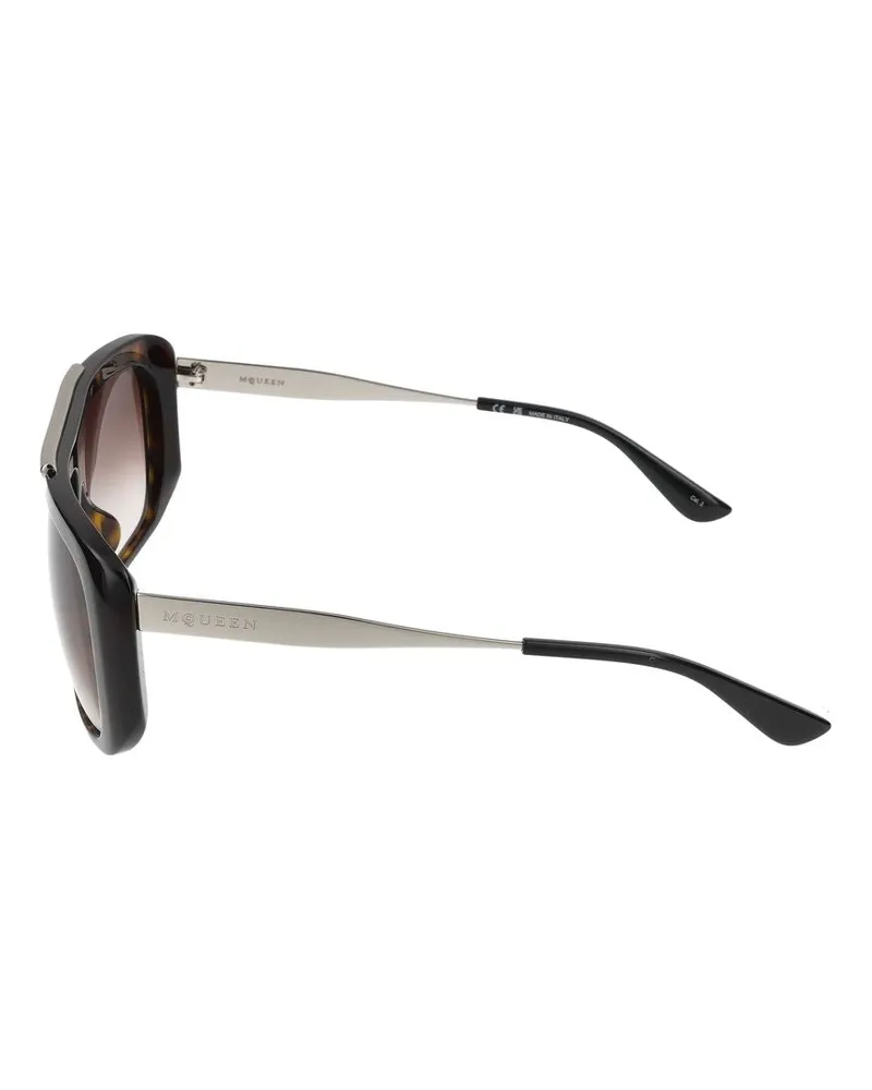 Alexander McQueen Unisex Am0492s Tortoiseshell Acetate Sunglasses Brown Brown