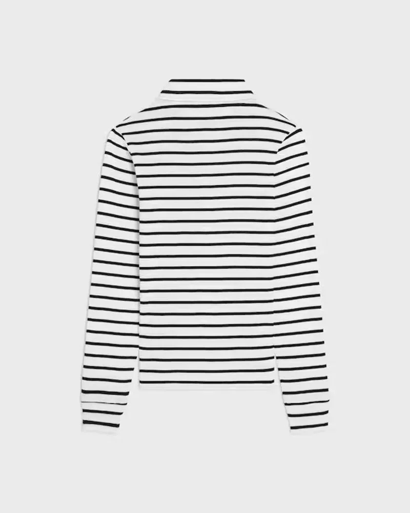 Celine Striped Cotton Polo — White White