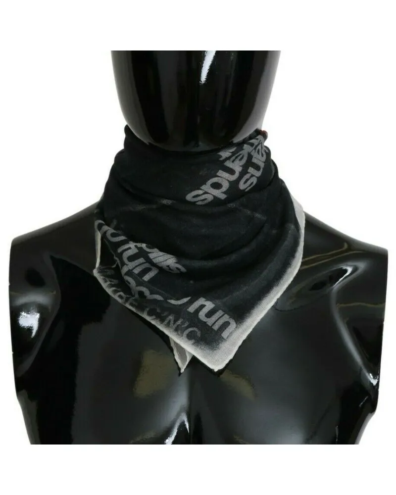 CoSTUME NATIONAL Men's Dark Gray Wool Foulard Branded Scarf Black-White Black/white Black