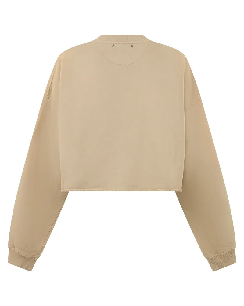 Golden Goose Women's Cropped Cotton Sweatshirt Fields Of Rye Sweatshirts Sweater Beige