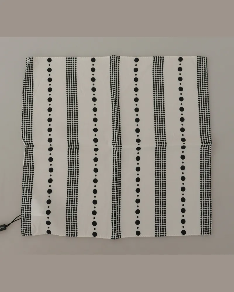 Dolce & Gabbana Women's White Dotted Stripes Square Handkerchief Viscose Scarf White