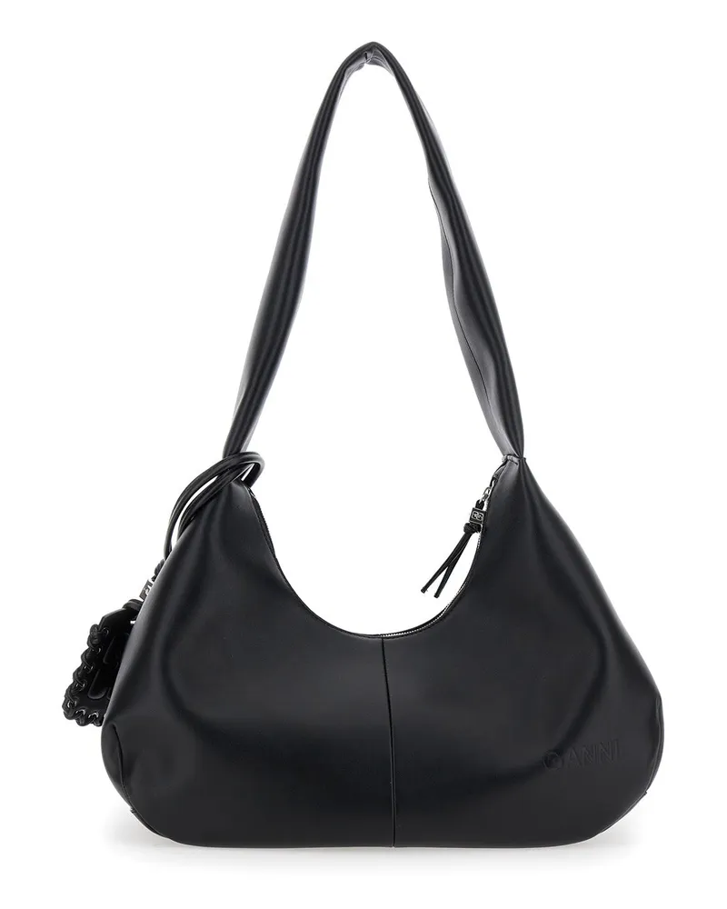Ganni Women's Shoulder Bag Bou Hobo Black Leather Recycled Black
