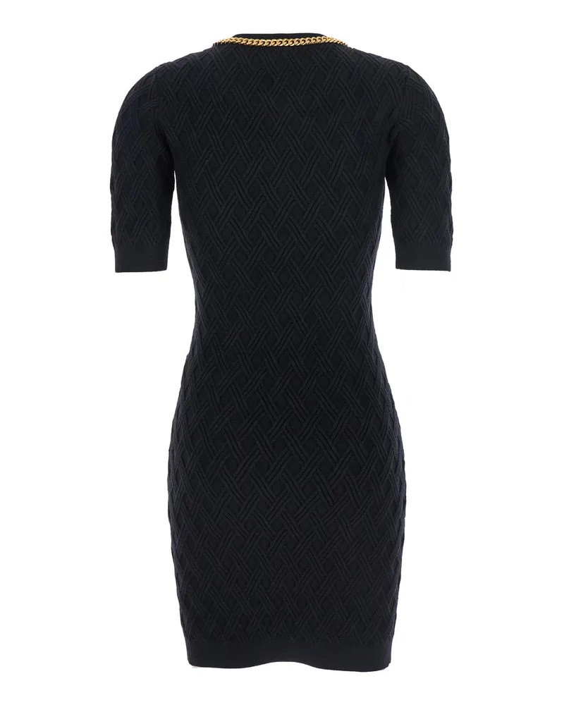 Elisabetta Franchi Women's Black Crewneck Dress With Chain Detail Viscose Black