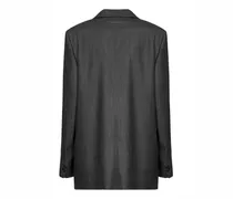 Oversized Virgin Wool-Cotton Blazer — Gray