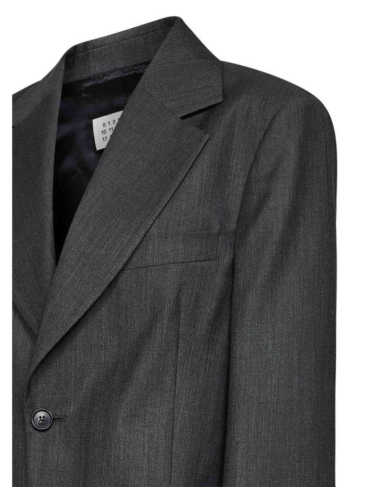 Maison Margiela Oversized Virgin Wool-Cotton Blazer — Gray Gray