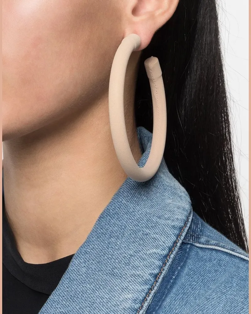 Maison Margiela Women's Mm6 Large Open Hoop Earrings Beige Accessories > Jewelry Beige