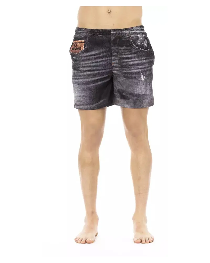 Just Cavalli Black Polyester Mens Swim Short Black