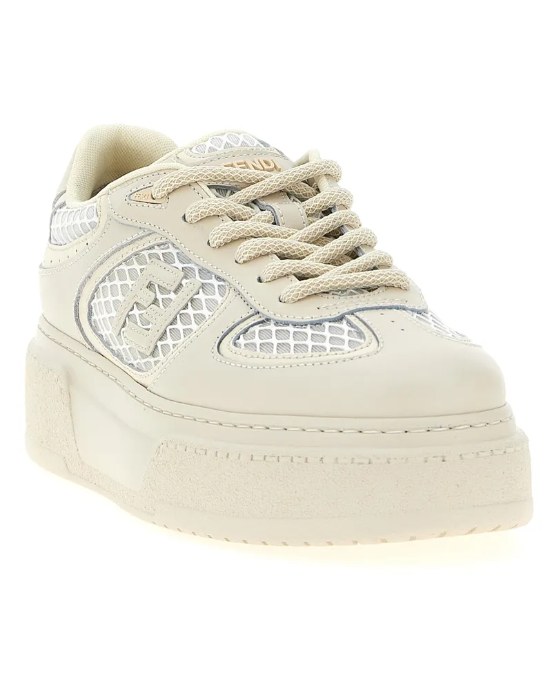 Fendi Women's Beige Calfskin Platform Sneakers Beige