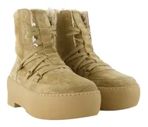 Women's Lace-Up Shearling-Lined Platform Boot Beige