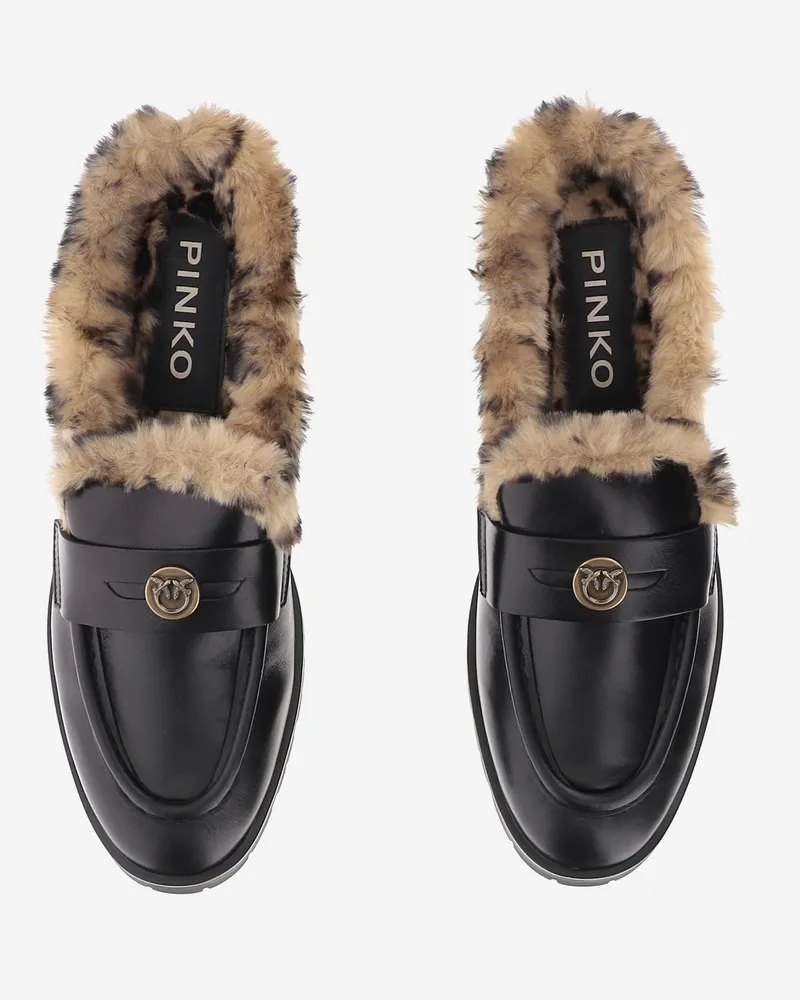 Pinko Women's Leather Mules Nora 09 Black Black