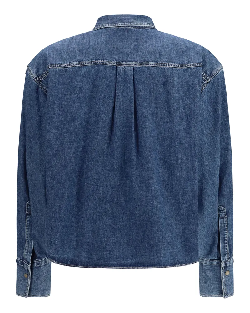 Brunello Cucinelli Women's Denim Shirt With Jewel Details Blue Vintage Cotton Blue