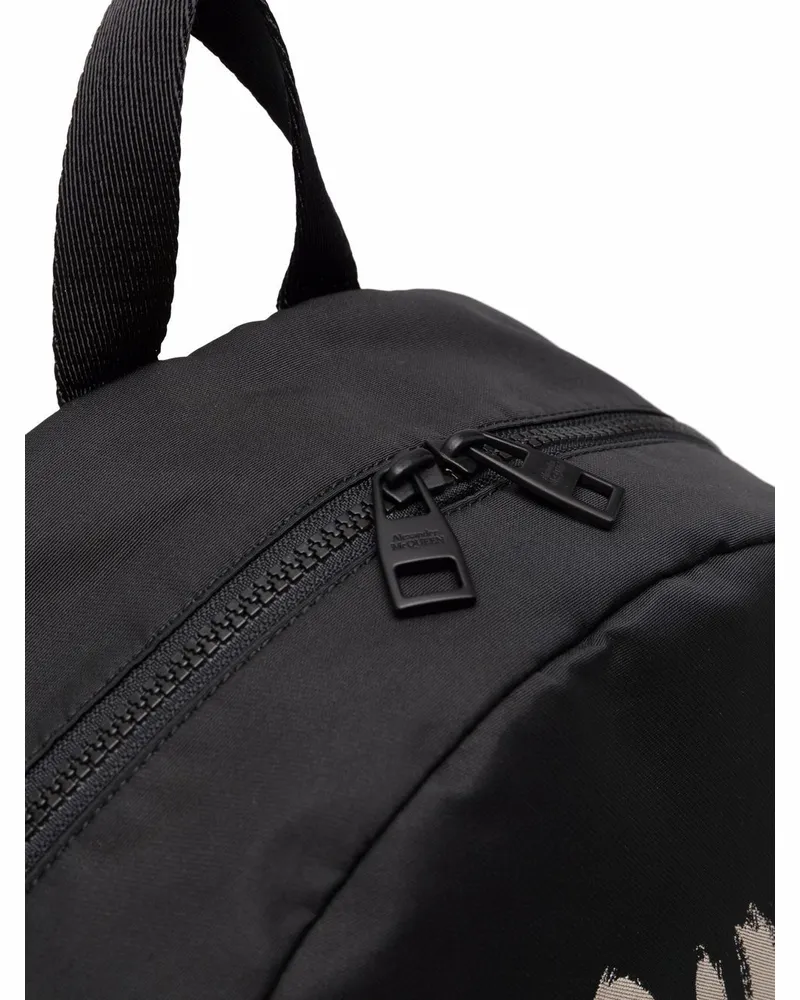 Alexander McQueen Graffiti Metropolitan Backpack — Black Black
