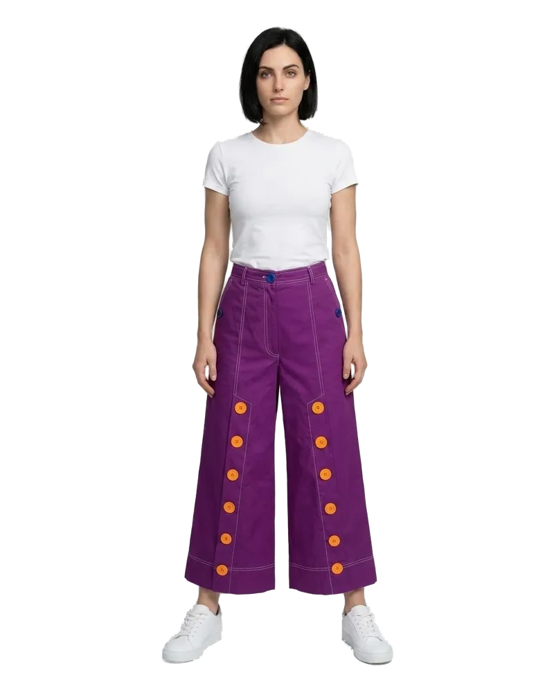 Dolce & Gabbana Cotton Button-Detail Cargo Pants — Purple Purple