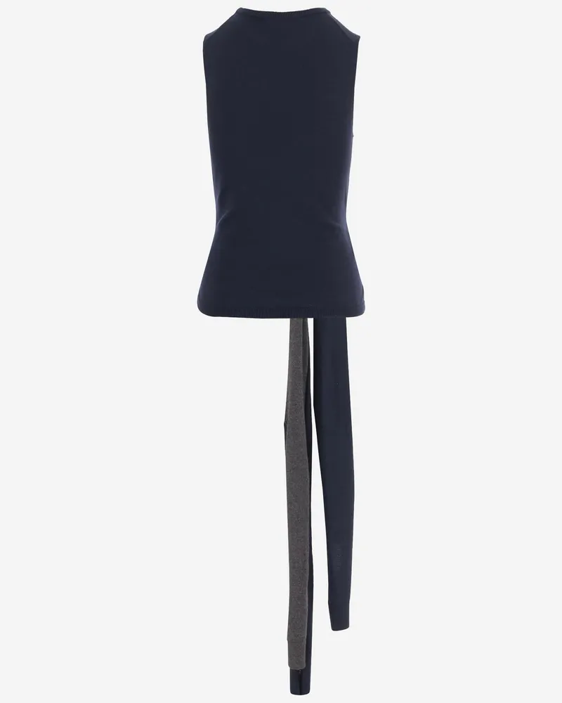J.W.Anderson Women Sleeveless Cotton And Cashmere Top Navy Knitwear Sweater Navy