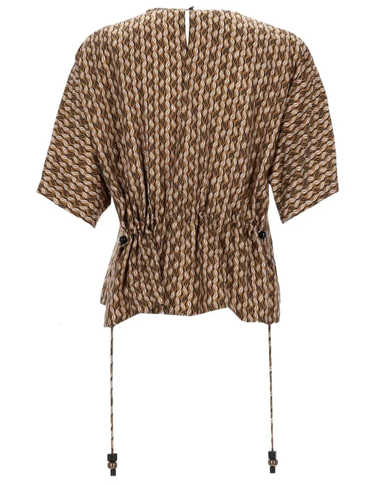 Max Mara Printed Silk Blouse — Brown Brown