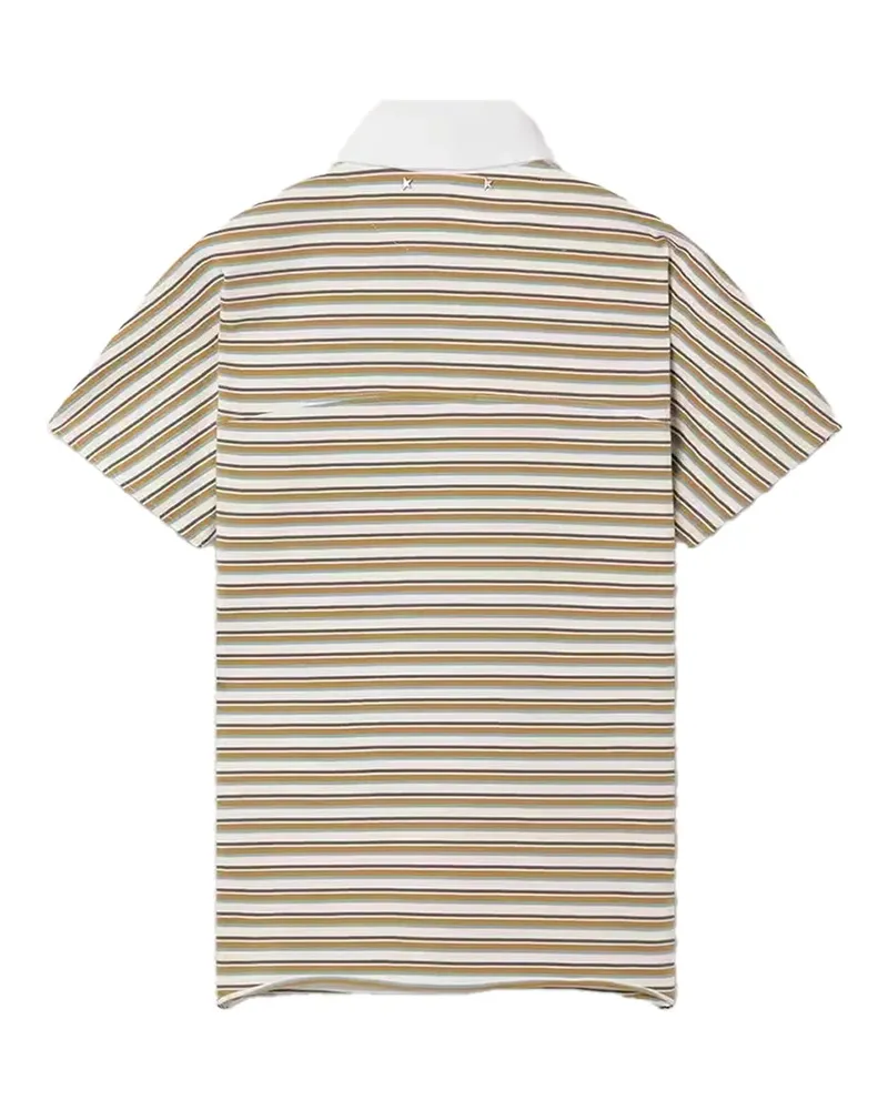 Golden Goose Striped Cotton Polo Shirt — Beige Beige