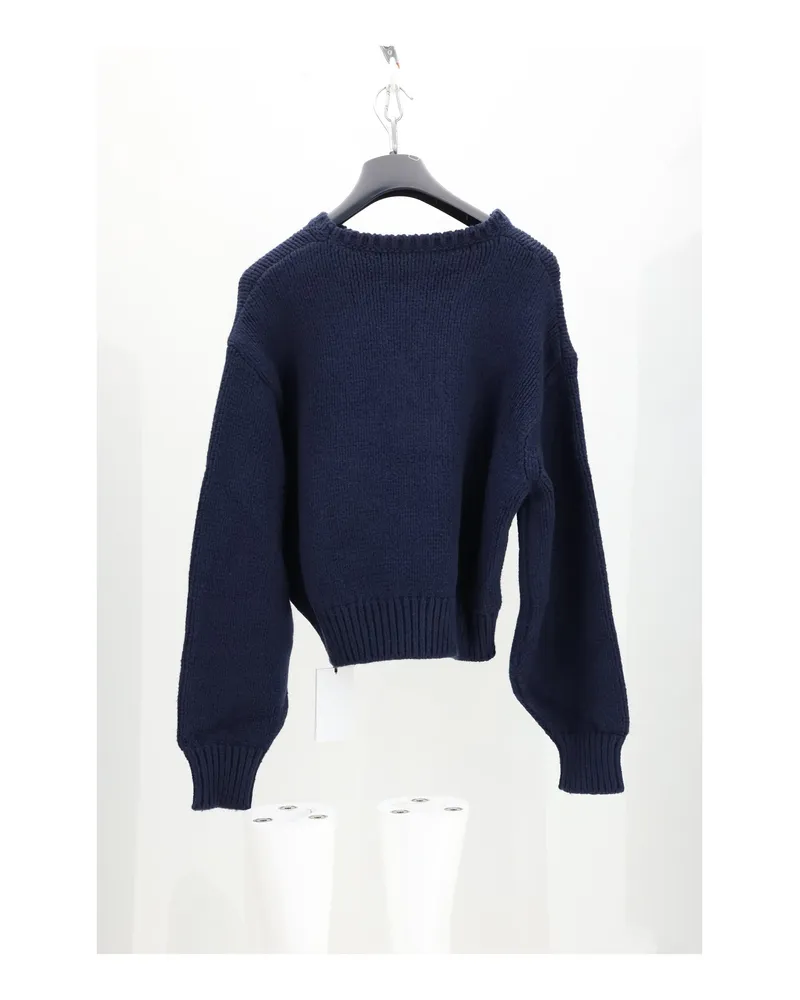 Celine Women Crewneck Sweater Navy-White Cotton Navy/white Navy