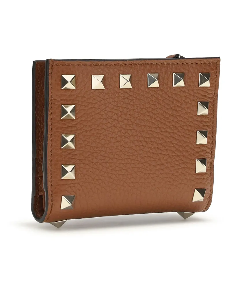 Valentino Garavani Women's Rockstud Wallet Selleria Lamb Ovis Aries Brown
