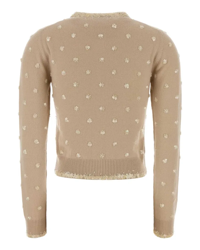 Miu Miu Women's Skin Pink Cashmere Cardigan Albino Exterior: Maglieria Beige