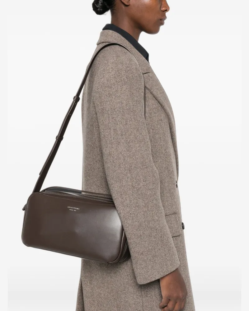 Emporio Armani Leather Shoulder Bag — Brown Brown