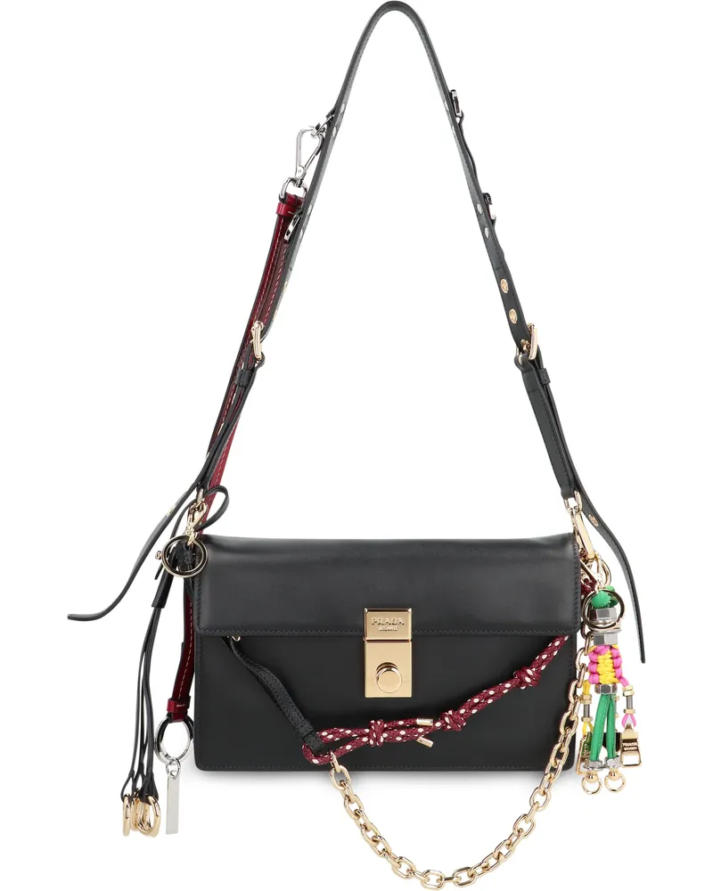 Prada Women's Leather Shoulder Bag Soft Sound Black Calf Black