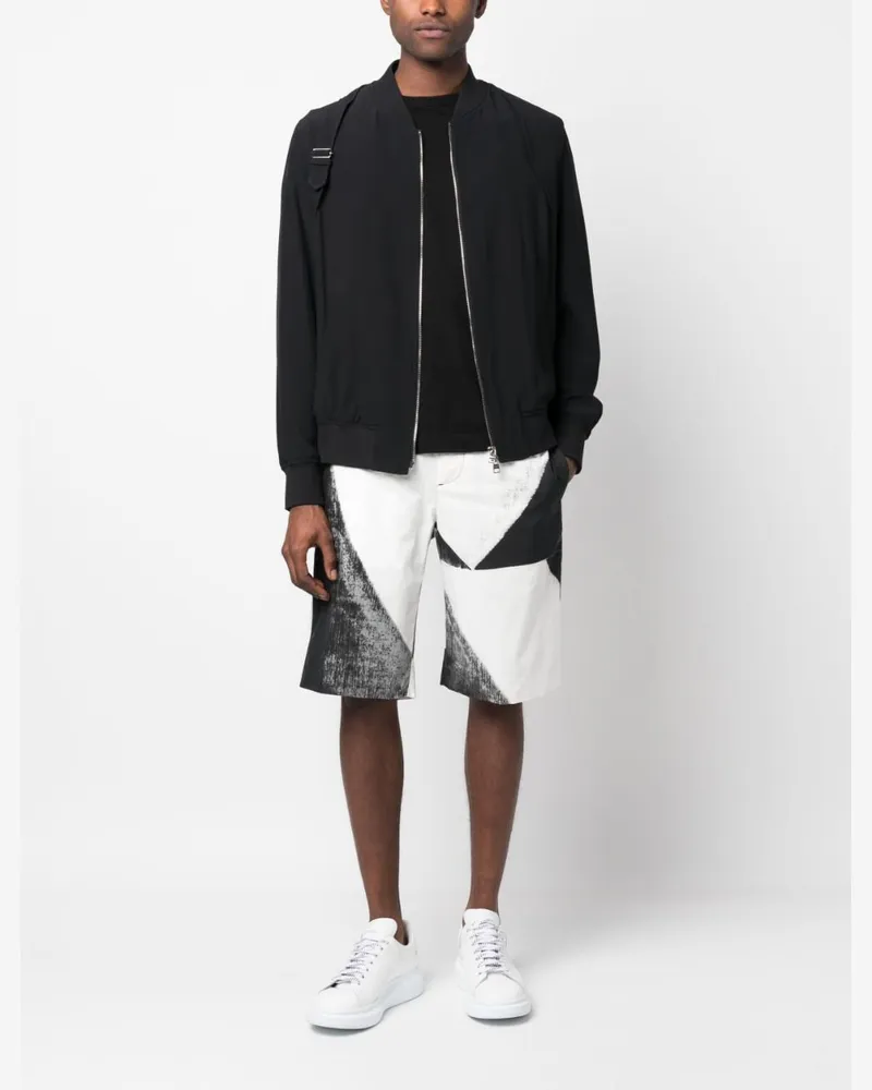 Alexander McQueen Abstract-Print Cotton Bermuda Shorts — White White