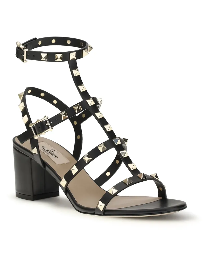 Valentino Garavani Women's Rockstud Sandals With Straps Nero Calf Leather Bos Taurus Black