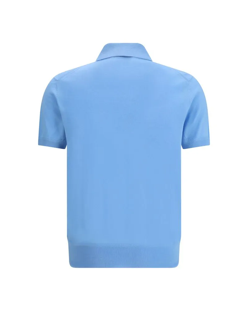 Tom Ford Men's Blue Cotton Polo Shirt Blue