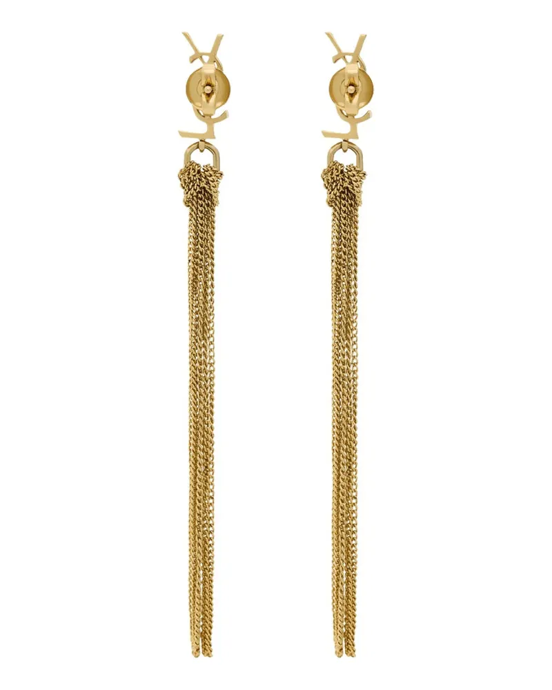 Saint Laurent Logo Earrings — Gold Gold