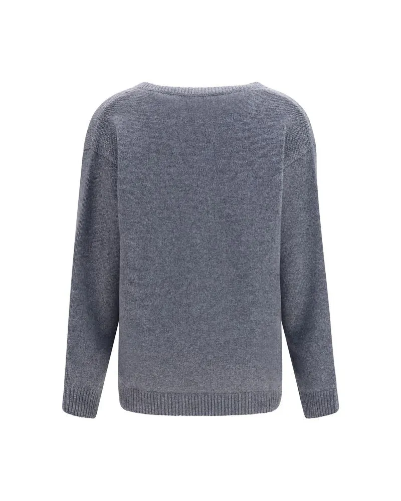 Valentino Garavani Cashmere V-Neck Sweater — Gray Gray