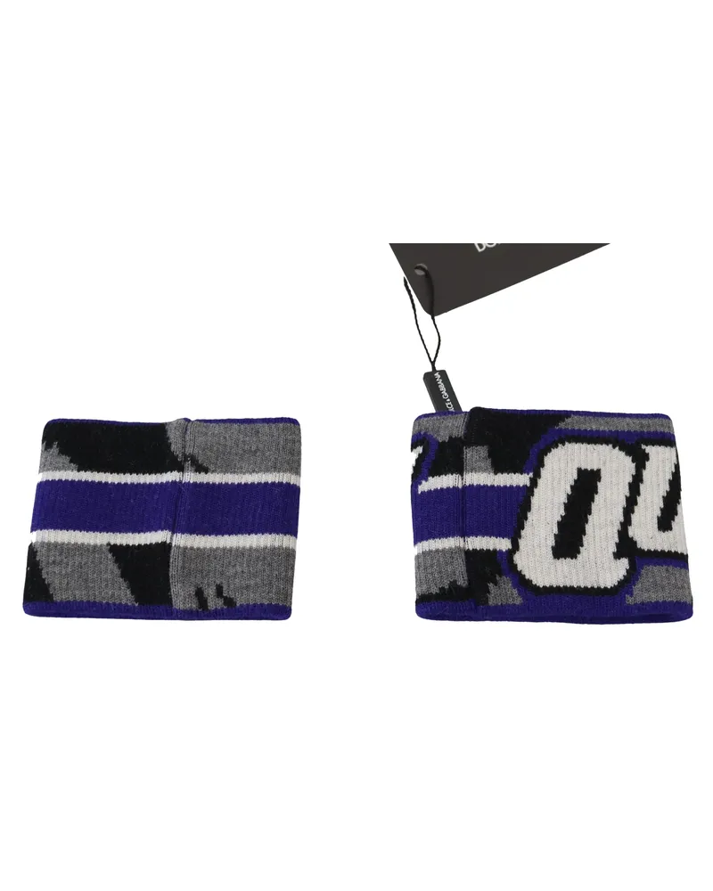 Dolce & Gabbana Men's Purple Logo Two Piece Set Wristband Wool Accessory Purple